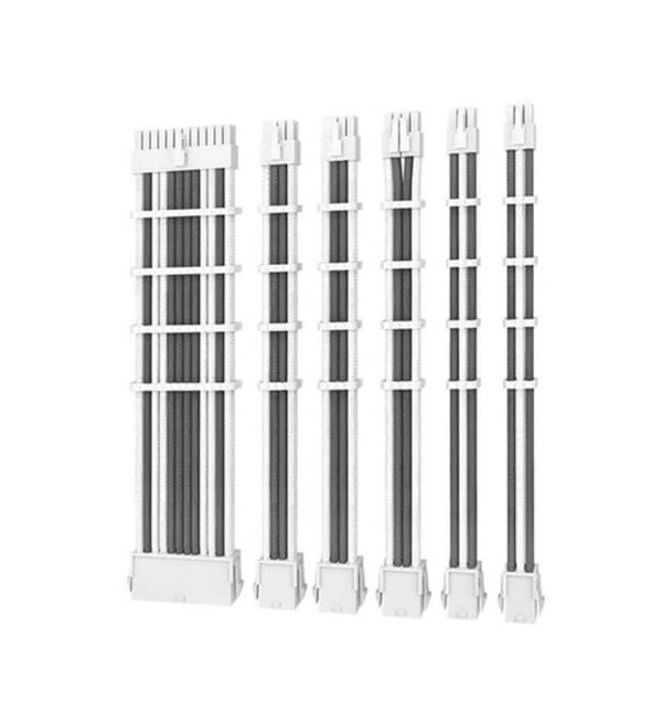 Antec CIP4 Cable Kit White Grey - 6 Pack, 24ATX, 4+4 EPS, 16AWG Thicker, High Performance 300mm long Length. Premium Sleeved & Universal (LS)