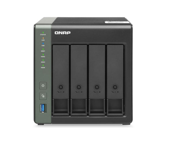 QNAP TS-431X3-4G 4 Bay AnnapurnaLabs AL-314 quad-core 1.7GHz processor, 4 GB RAM 4x 3.5-inch SATA Hot-swappable 1 x 10GbE SFP+ port 3 xUSB 3.2 Tower