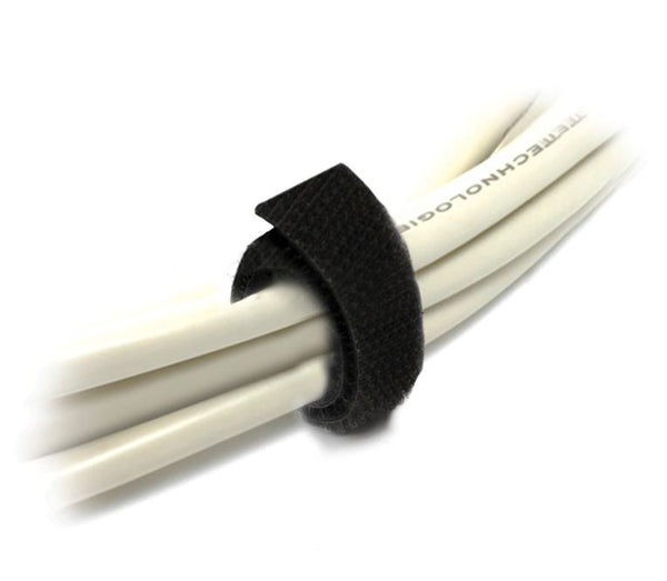 8Ware 25m x 12mm Velcro Wide Cable Tie Hook & Loop Continuous One Sided Self Adhesive Fastener Sticky Tape Roll Black