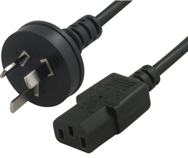 Hypertec AU Power Cable 2m - Male Wall 240v PC to Power Socket 3pin to IEC 320-C13 for Notebook/ AC Adapter Black AU Certified OEM Pack