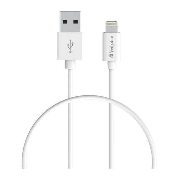 Verbatim Charge & Sync Lightning Cable 1m - White--Lightning to USB A (>66580) (LS)