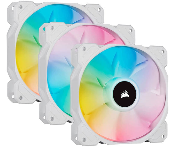 Corsair AF ELITE Series, AF120 RGB ELITE White, 120mm Fluid Dynamic with AirGuide, 3 Pack with Lightng Node Core XT Fan Kit