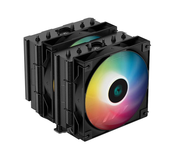 DeepCool AG620 Black ARGB Dual-Tower CPU Cooler, 2x 120mm Fan, 6 Copper Heat Pipes, Intel LGA2066/2011-v3/2011/1700/1200/1151/1150/1155 AMD AM5/AM4