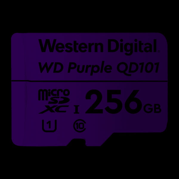 Western Digital WD Purple 256GB MicroSDXC Card 24/7 -25°C to 85°C Weather & Humidity Resistant for Surveillance IP Cameras mDVRs NVR Dash Cams Drones