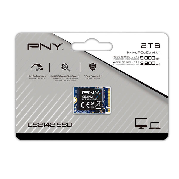 PNY CS2142 2TB PCIe M.2 2230 NVMe Gen4x4 SSD 5,000MB/s 3200MB/s  5yrs