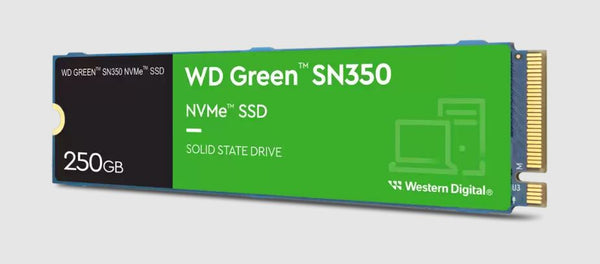Western Digital WD Green SN350 250GB M.2 NVMe SSD PCIe 3.0x4 2400MB/s 1500MB/s R/W 300K/300K IOPS 40TBW 1M Hrs MTTF 3Y WTY (WDS250G2G0C)