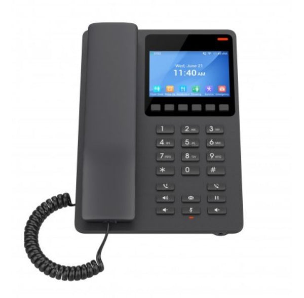 Grandstream GHP631 Desktop Hotel Phone, 3.5' Color LCD, PoE, Black