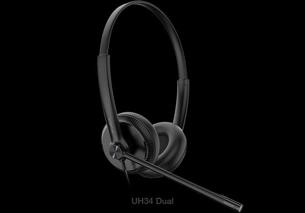 Yealink UH34 Dual Teams USB Headset, Lightweight, All Day Wearing Comfort, Ear Wideband Noise Cancelling Microphone, Leather Ear Cushions, USB-A