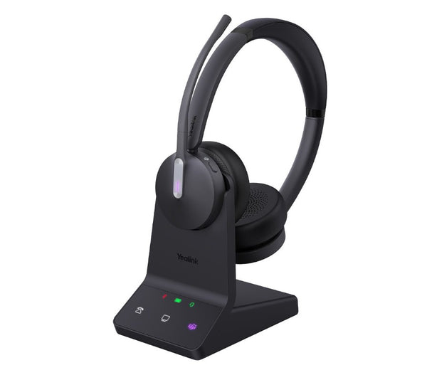 Yealink WH64 Hybrid Dual with Charging Stand Teams DECT Wireless Headset, DECT & Bluetooth 3-Mic Noise Cancellation, DECT Dongle USB-A WDD60