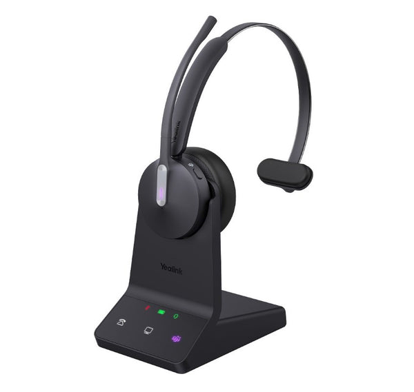 Yealink WH64 Mono UC DECT Wireless Headset, DECT & Bluetooth Wireless Technology, 3-Mic Noise Cancellation, UC Certified,  Charging Stands