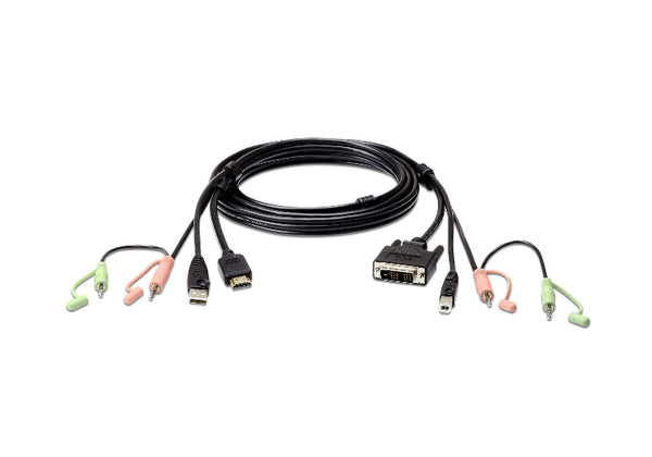 Aten KVM Cable 1.8m with HDMI, USB & Audio to DVI-D (Single Link), USB & Audio