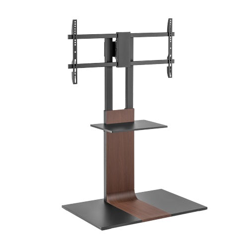 Brateck Heavy-Duty Modern TV Floor Stand With Equipment Shelf For most 45'-90“ TVs( Walnut colour) (LS)