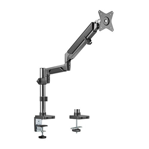 Brateck Single Monitor Pole-Mounted Epic Gas Spring Aluminum Arm Fit Most 17'-32' Monitors, Up to 9kg per screen VESA 75x75/100x100 Space Grey