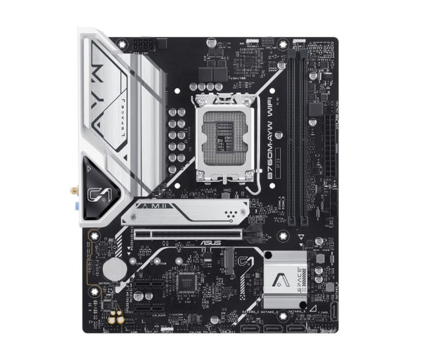 ASUS B760M-AYW WIFI Intel LGA 1700 mATX Motherboard 96GB, 2xDDR5 , 1 x PCIe 4.0 x16 slot,  2 x M.2 slots , 4 x SATA , 2.5Gb Ethernet,Wi-Fi