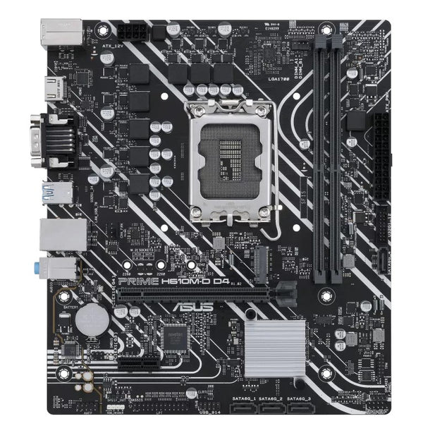 ASUS H610M PRIME H610M-D D4-CSM Intel LGA 1700 mATX Motherboard 2xDDR4 64GB, PCIe4.0, M.2, 1Gb Ethernet, HDMI, D-SUB, USB3.2 Gen1, SATA 6Gbps,