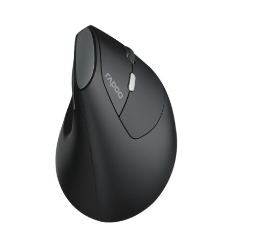 RAPOO EV250 Ergonomic Vertical Wireless Mouse 6 Buttons 800/1200/1600 DPI Optical Silent Click Mice - Black (Renamed from MV20)