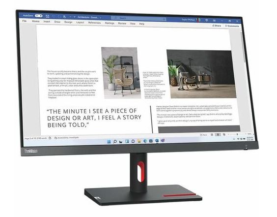 LENOVO ThinkVision S27i-30 27' FHD 100Hz FreeSync LED IPS Monitor 1920x1080 4ms 16:9 Tilt Adjustable VGA HDMI 3.5mm Out VESA 3yrs