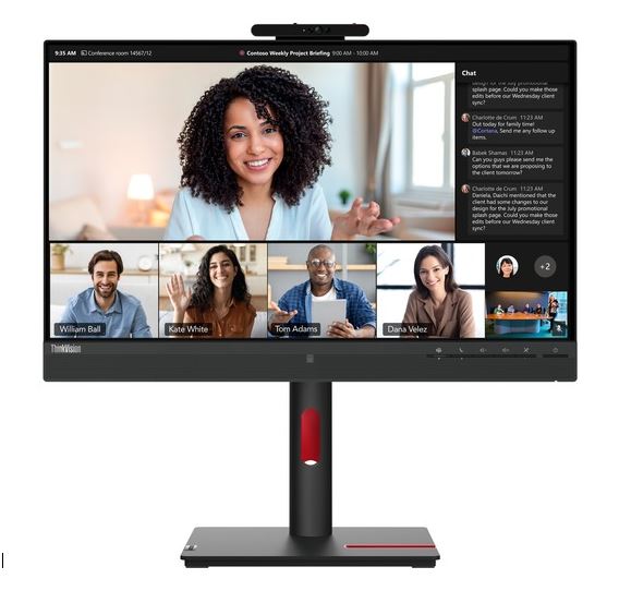 LENOVO ThinkVision T24mv 23.8'/24' FHD USB-C Docking IPS Monitor Height Adjust Tilt Swivel Pivot Webcam Daisy Chain DP HDMI LAN 4xUSB3.2 Hub Speakers