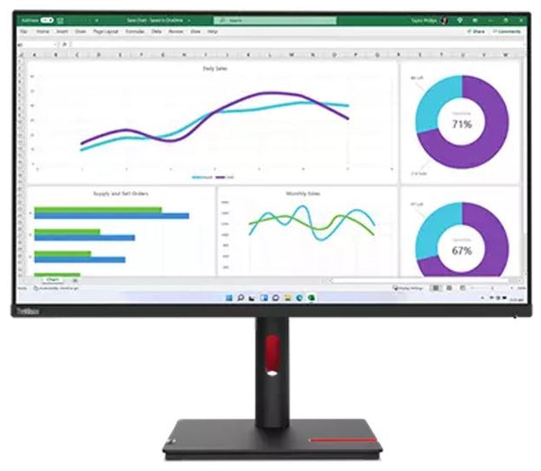 LENOVO ThinkVision T32H-30 31.5'/32' 60Hz QHD Monitor 2K 2560x1440 16:9 4ms IPS Height Adjustable Tilt Pivot Swivel HDMI DP Ethernet USB VESA 3yr wty