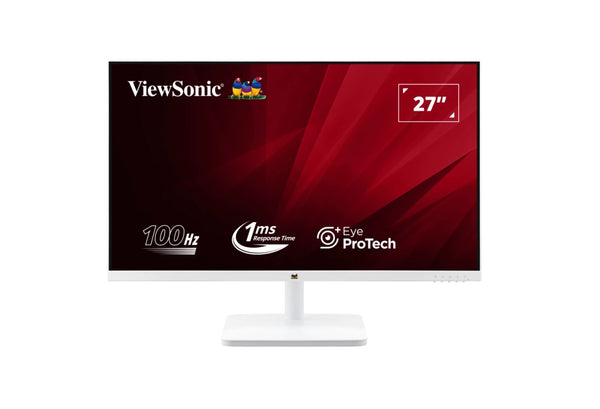 ViewSonic 27' White, Super Clear IPS, 4ms 100hz, Ultra Slim Bezel, FHD, HDMI, VGA,  Adaptive Sync. VESA 100. 3Yrs AR. Office Business Monitor