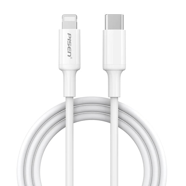 (LS) Pisen Lightning to USB-C PD Fast Charge Cable (2.2M) White - Support 3A, Reinforced SR is not Easy to Fractured, Apple iPhone/iPad/MacBook