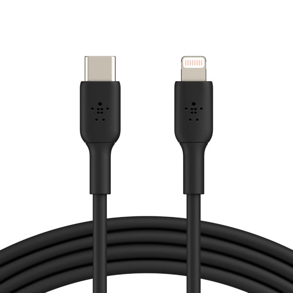 Belkin BoostCharge Lightning to USB-C Cable (1m/3.3ft) - Black (CAA003bt1MBK), 18W Fast Charge, 8,000+ bends tested, 480Mbps, USB-C PD, PVC Cable