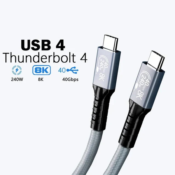 Pisen BoostUp Thunderbolt 4 USB-C to USB-C Cable (1M) Black - USB4 - 40Gbps,240W,8K/60Hz,4K Video Edit, Best for Laptop, iPhone, iPad, Samsung Galaxy