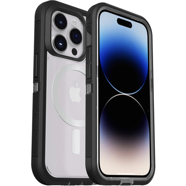 (LS) OtterBox Defender XT Clear MagSafe Apple iPhone 14 Pro Case Black Crystal - (77-90065), DROP+ 5X Military Standard, Multi-Layer, Raised Edges, Ru