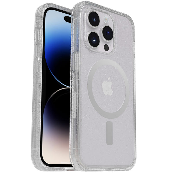 (LS) OtterBox Symmetry+ Clear MagSafe Apple iPhone 14 Pro Max Case Stardust (Clear Glitter) - (77-89285), Antimicrobial, DROP+ 3X Military Standard