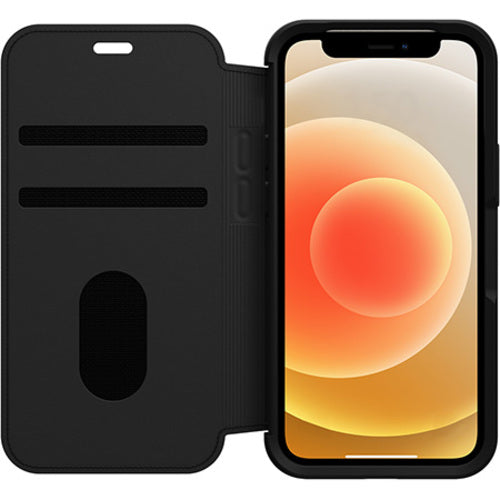 OtterBox Strada Apple iPhone 12 Mini Case Black - (77-65371), DROP+ 3X Military Standard, Leather Folio Cover, Card Holder, Raised Edges, Soft Touch