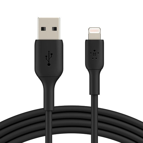 Belkin BoostCharge Braided Lightning to USB-A Cable (15cm/6in) - Black(CAA002bt0MBK), 480Mbps, 10K+ bend, Apple iPhone / iPad / Macbook, 2YR