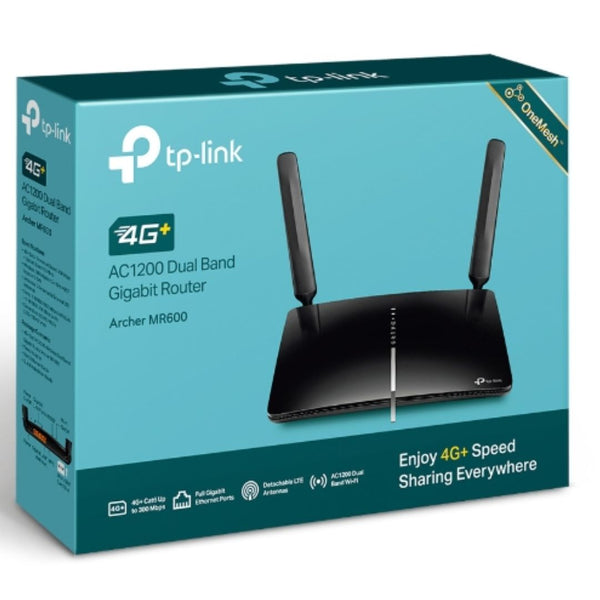 TP-Link Archer MR600 4G+ Cat6 AC1200 Wireless Dual Band Gigabit Router OneMesh 300Mbps@2.5Ghz 867Mbps@5Ghz, 4G+ SIM Slot, 2 Detach. LTE Antennas