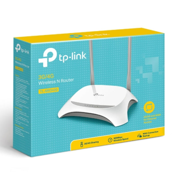 TP-Link TL-MR3420 3G/4G Wireless N Router 2.4GHz (300Mbps) 802.11bgn 4x100Mbps LAN 1x100Mbps WAN 1xUSB 2x5dBi Antenna ~TL-MR3220 (EOL)