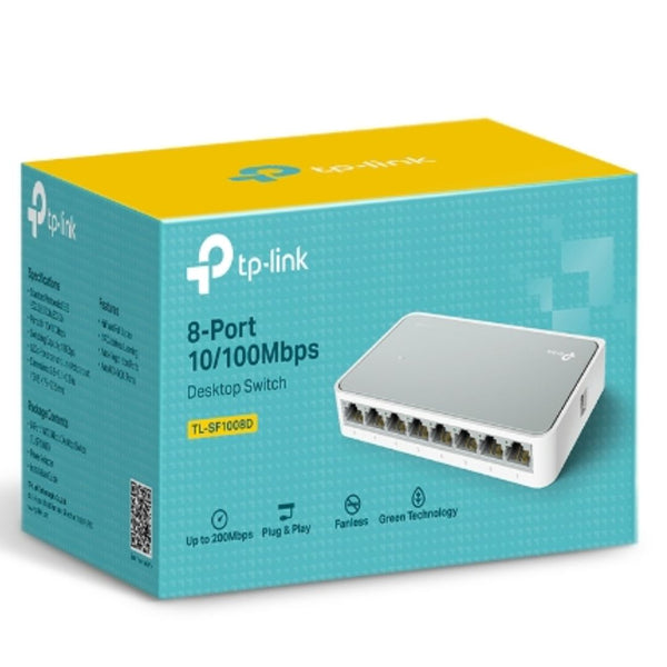 TP-Link TL-SF1008D 8-port 10/100M Desktop Switch, 8 10/100M RJ45 ports, Plastic case, Supports Auto MDI/MDIX