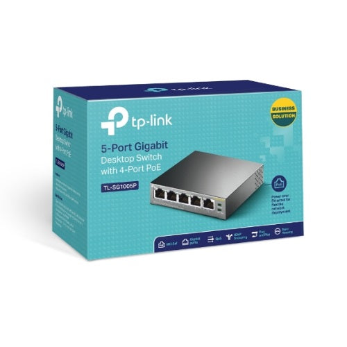 TP-Link TL-SG1005P 5-Port Gigabit Desktop Switch with 4-Port PoE 56W