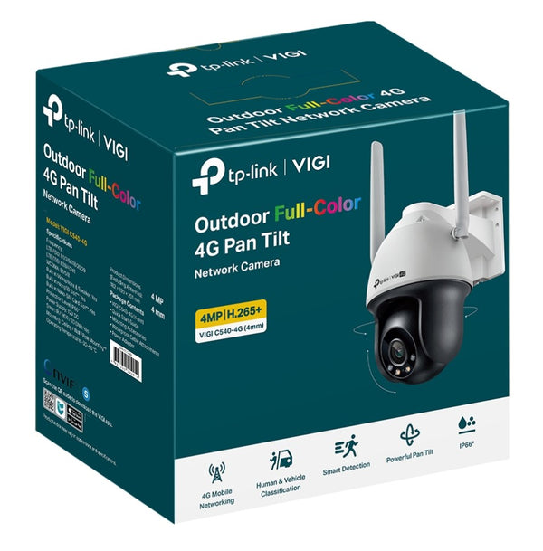 TP-Link VIGI 4MP C540-4G(4mm) Outdoor Full-Color 4G Pan Tilt Network Camera, 4mm Lens, 4G Mobile Networking, Automatic Tracking, 360° Monitoring: