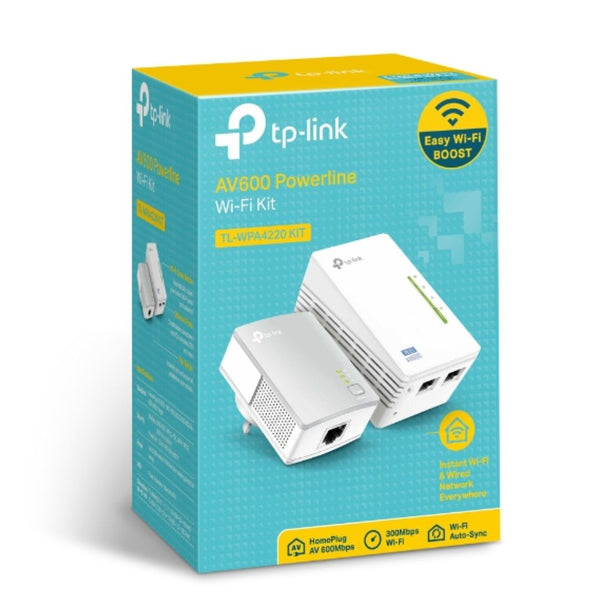 TP-Link TL-WPA4220 KIT 300Mbps AV600 Wi-Fi Powerline Extender Starter Kit 600Mbps HomePlug AV 300Mbps Wireless 2x100Mbps LAN 2.4GHz 802.11bgn 300m ran