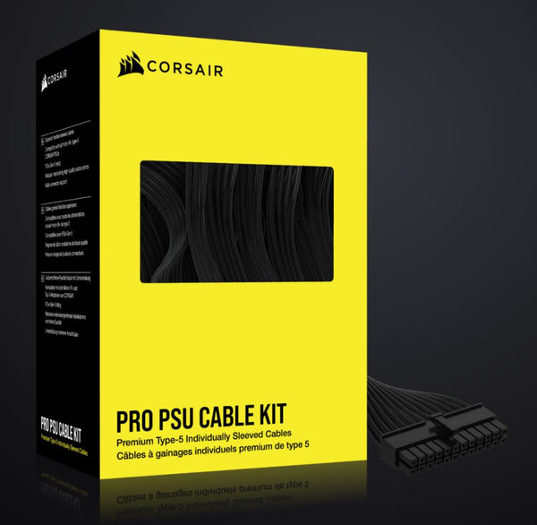 (LS) For Corsair PSU - Premium Individually Sleeved DC Cable Pro Kit, Type 5 (Generation 5), BLACK