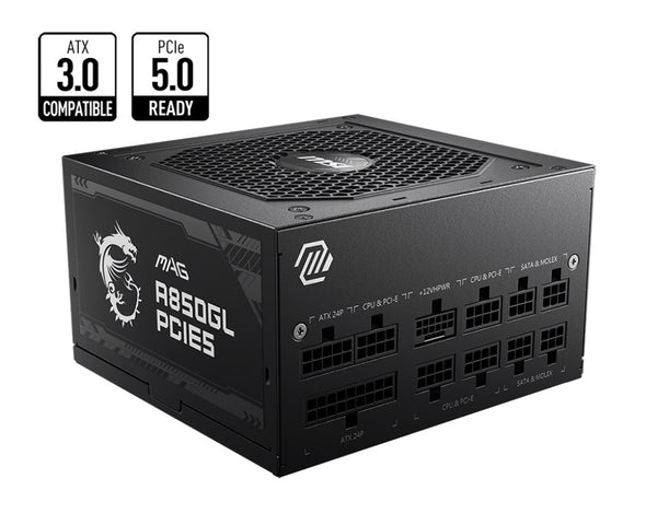 MSI MAG A850GL PCIE5 850W Up to 90% (80 Plus Gold) ATX Power Supply Unit