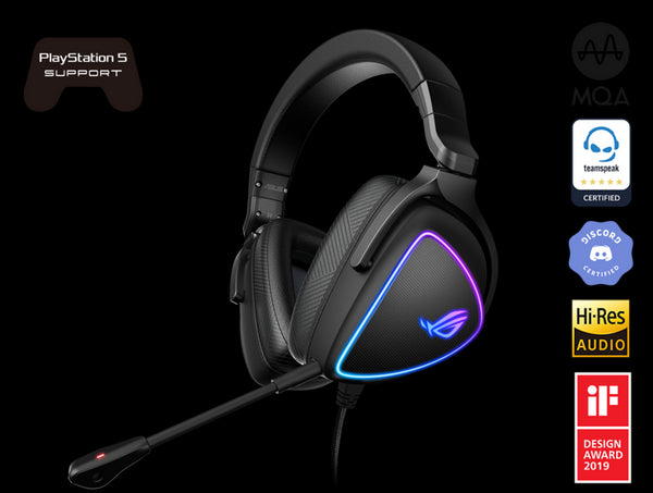 ASUS ROG DELTA S Lightweight USB-C Gaming Headset with AI noise-canceling mic, MQA rendering technology, RGB lighting, PC, Switch & PS5