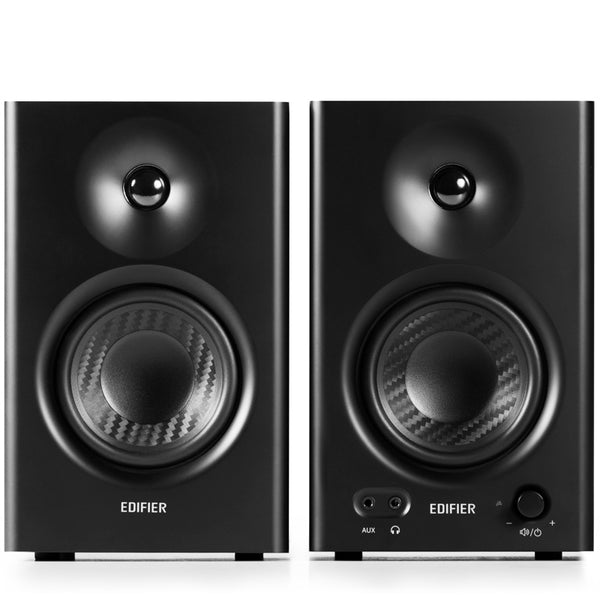 Edifier MR4 Studio Monitor - Smooth Frequency, 1' Silk Dome Tweeter, 4'  Diaphragm Woofer, Wooden, RCA TRS, AUX, Ideal for Content Creators -Black