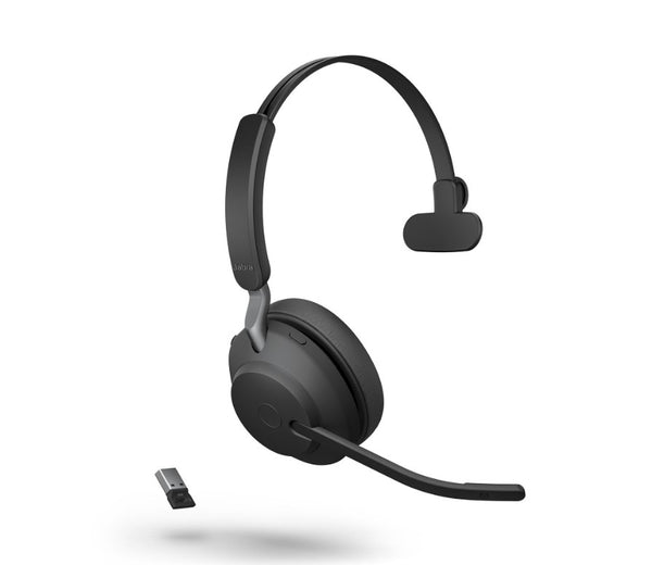 Jabra Evolve2 65 UC Mono Black Bluetooth Headset, Link 380 USB-A Passive Noise-cancelling, 2ys Warranty, 3-Microphone Call Technology, Busylight