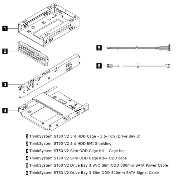 LENOVO ThinkSystem ST50 V2 3.5' Drive Bay 3 Cage + ODD Cage Kit