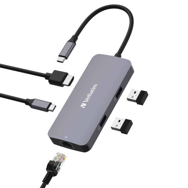 Verbatim USB-C Pro Multiport Hub 5 Port1 x HDMI, 1 x RJ45, 2 x USB-A 3.2 Gen1, 1 x USB-C PD