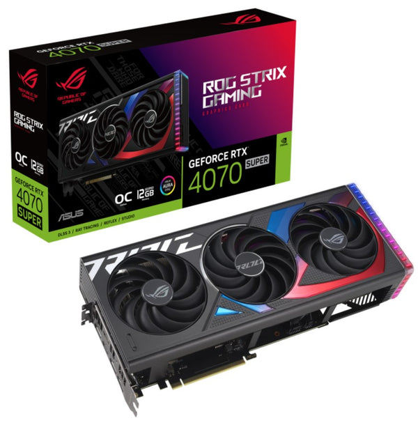 ASUS nVidia GeForce ROG-STRIX-RTX4070S-O12G-GAMING RTX 4070 SUPER 12GB GDDR6X OC Edition 2640 MHz Boost Clock, RAM 21Gbps, 3xDP, 2xHDMI, 339x149.4x65m