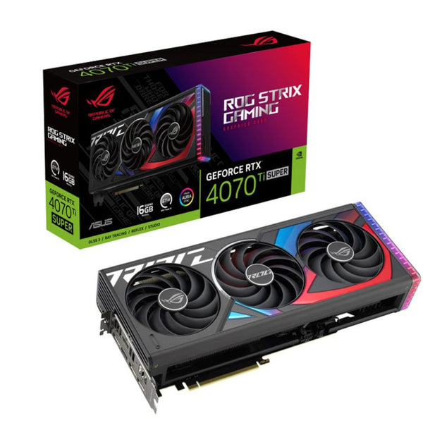 ASUS nVidia GeForce ROG-STRIX-RTX4070TIS-16G-GAMING RTX 4070 Ti SUPER 16GB GDDR6X 2610 MHz Boost Clock, RAM 21Gbps, 3xDP, 2xHDMI