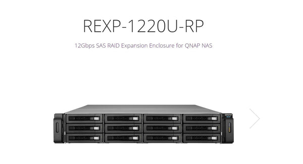 QNAP REXP-1220U-RP 12-Bay SAS 12G Expension Unit for Enterprise Models, Without Rail Kit. 3 yr AR wty (NO RAIL)