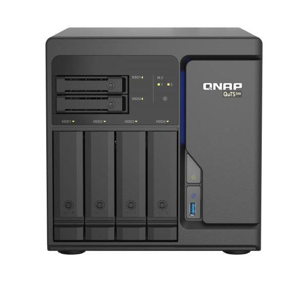 QNAP TS-H686-D1602-8G 6 Bay NAS Intel® Xeon® D-1602 2 cores/4 threads 2.5 GHz processor 8 GB DDR4 ECC Hot-swappable 4x2.5GbE 2xPCIe 3xUSB3.2 Tower 2YR