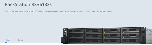 Synology RackStation RS3618xs 12-Bay 3.5' Diskless 4xGbE NAS (2U Rack), Intel Xeon D-1521 quad-core, 8GB RAM,2 x USB3.0, Scalable- with SRS