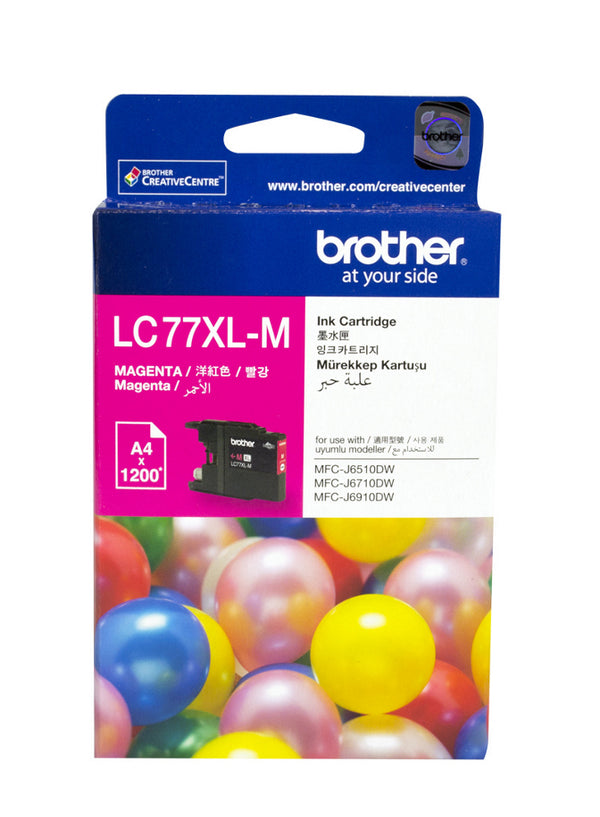 Brother LC-77XLM Magenta Super High Yield Ink Cartridge- MFC-J6510DW/J6710DW/J6910DW/J5910DW - up to 1200 pages